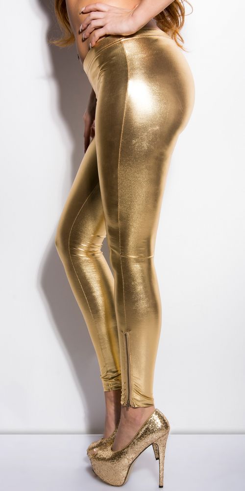 Guld Wetlook leggings