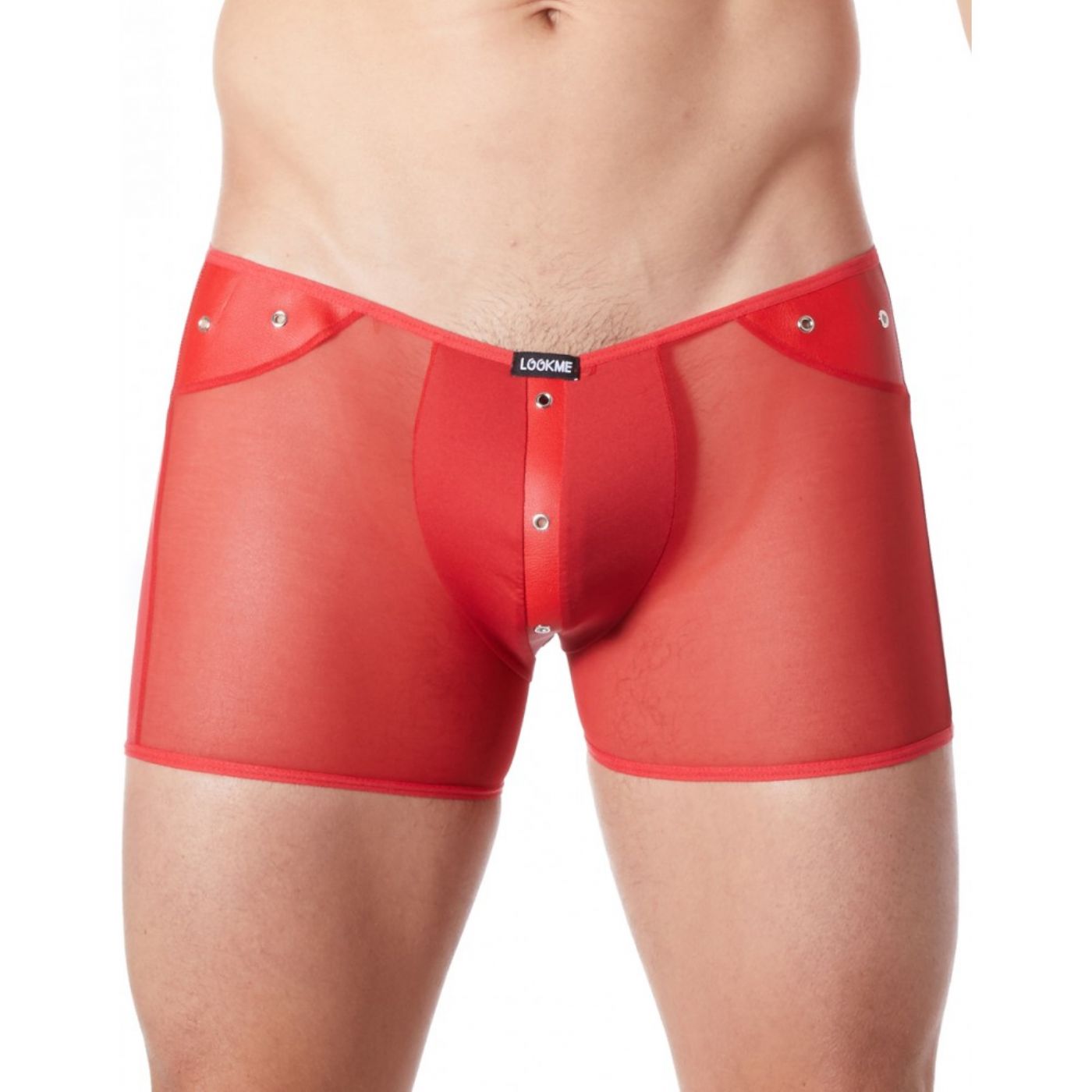Boxershorts - mesh/læderlook - rød (mænd)