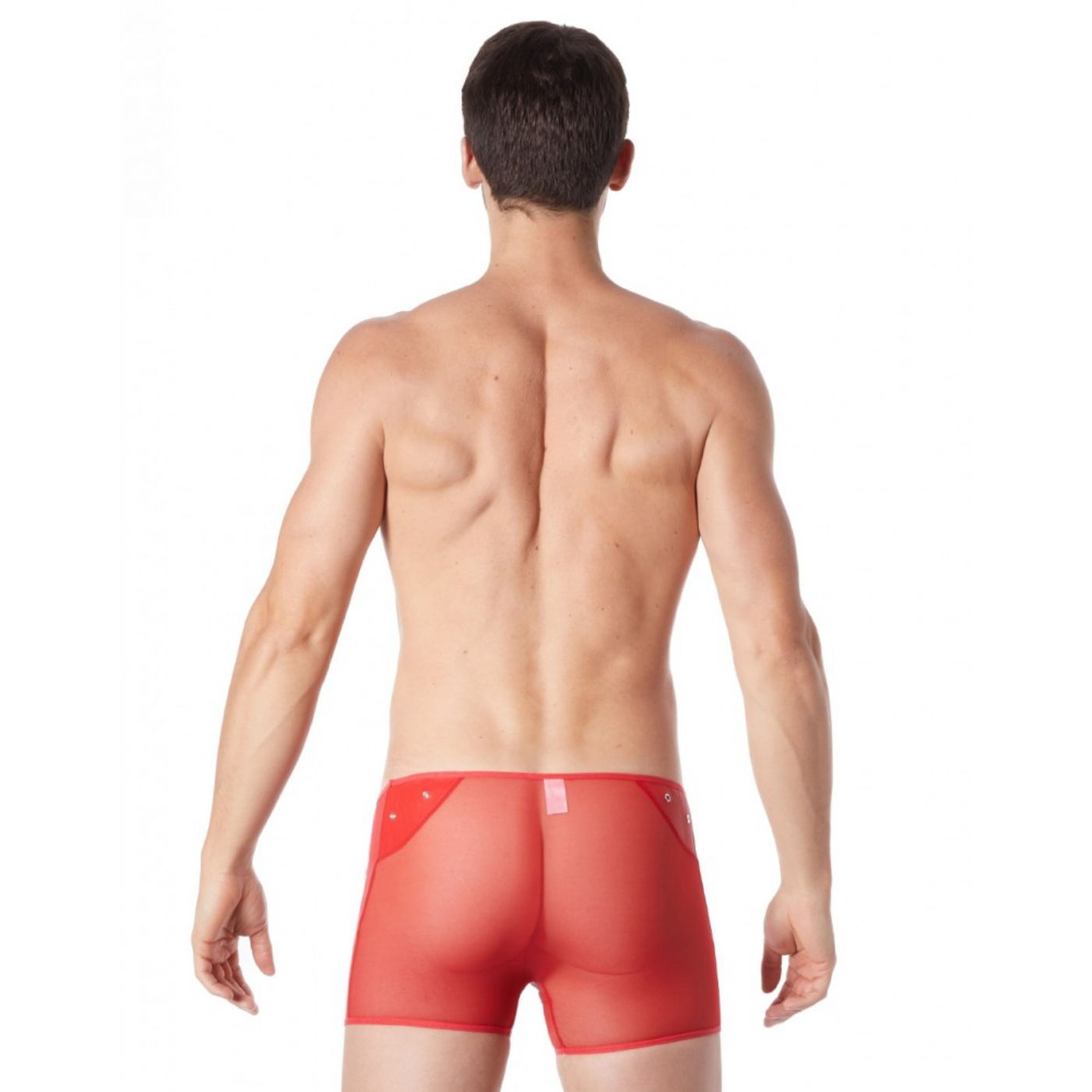 Boxershorts - mesh/læderlook - rød (mænd)