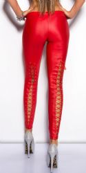 Leggings - Leggings - Røde med Lace-up Bagpå