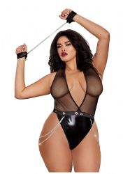  - Net/Wetlook Halter Teddy - Queen (DG-12221)