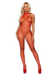  - Racer neck bodystocking - rd (LA89304)