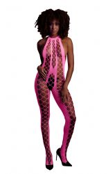 Ouch! - Pink Bodystocking med Halterneck - UV active