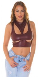  - Wetlook Crop Top - udskringer - bordeaux