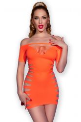 Sort Minikjole - 3D Effekt (CR-4016) - Korte kjoler - Smfri Minikjole - neon orange (CR-4704)